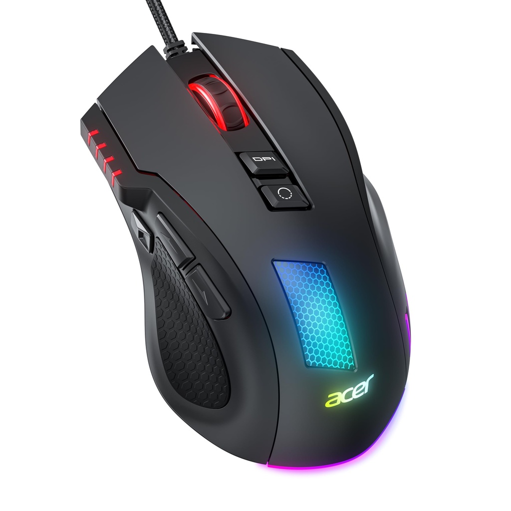 acer Wired Gaming Mouse, 12800 DPI Mouse Gaming RGB, 1000Hz Polling Rate, 8 Programmable Bu