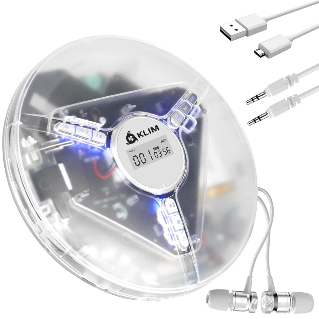 KLIM Discman Portable CD Player with Headphones, Built-in Battery - New Version - Players fo