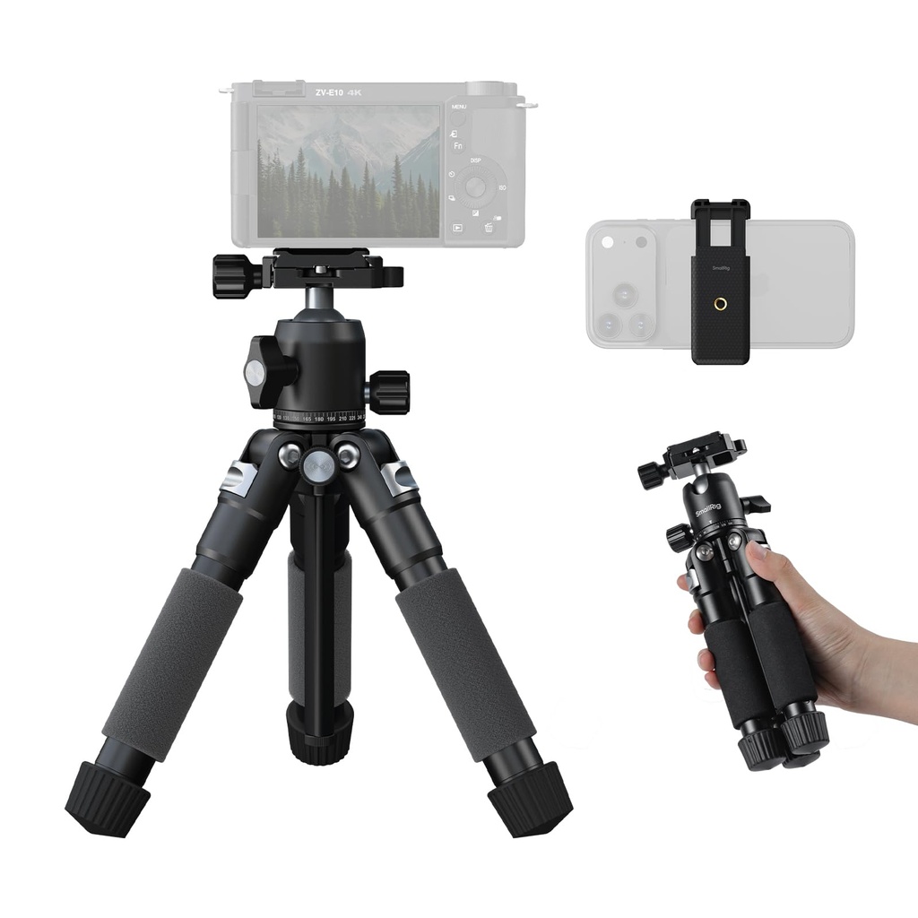 SMALLRIG VT-20Pro 21.2"/ 53.8cm Mini Tripod for Camera and Phone, Aluminum Alloy Small Deskt