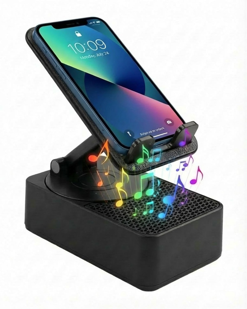 iwui Cell Phone Stand with Wireless Bluetooth Speaker, Anti-Slip Base HD Surround Sound, 3