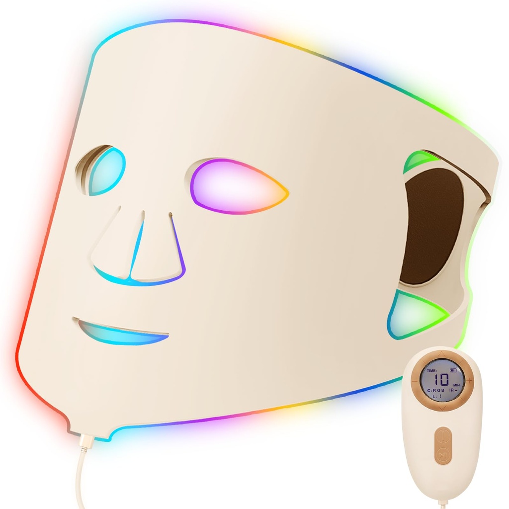 Red Light Therapy Mask for Face, 7 Colors LED Face Mask with 119 LEDs, 850nm Near-Infrared,