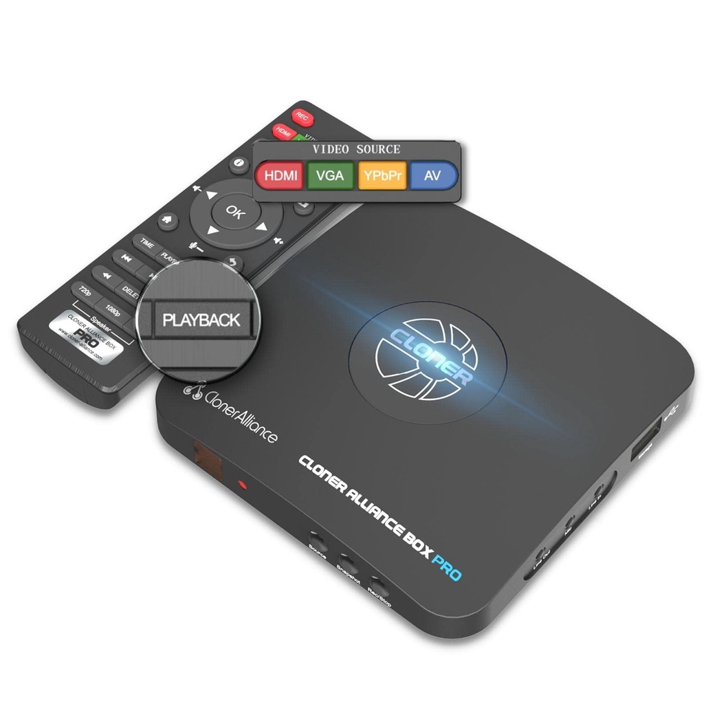 ClonerAlliance Box Pro, 1080p 60fps Video Recorder, DVR with HDMI Capture, Playback on TV
