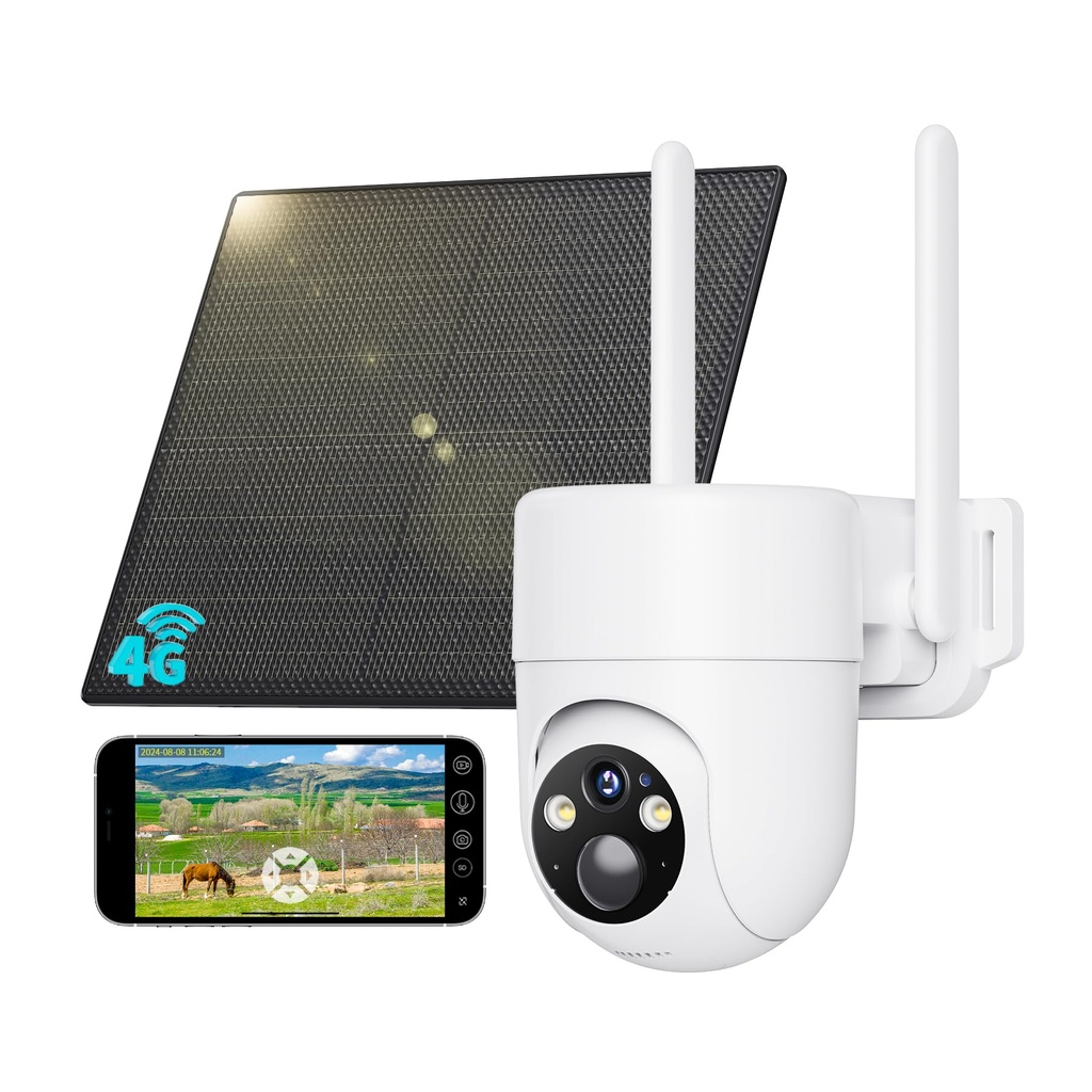 SEHMUA 4G LTE Security Camera NO Wifi with SIM Card, 2K HD CCTV Camera Outdoor Wireless, 4G