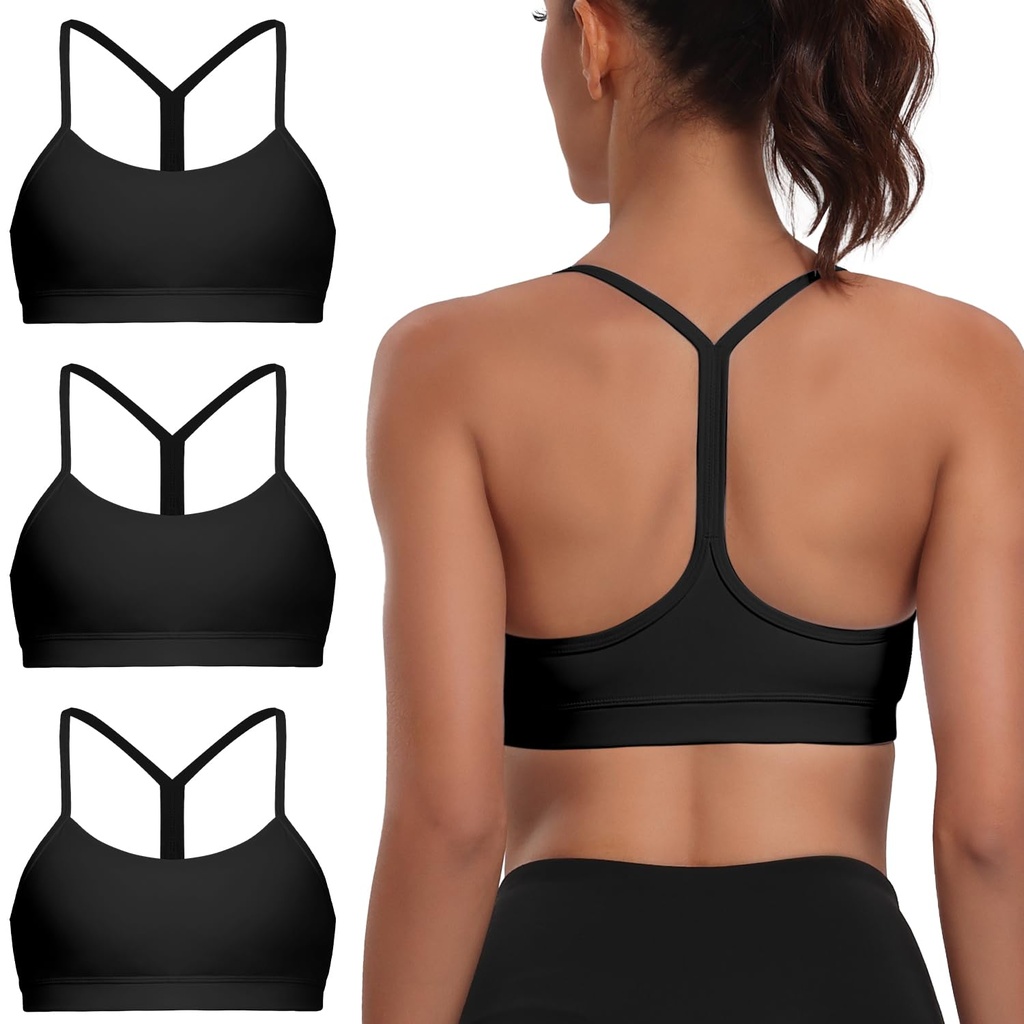 Garseam Sports Bra for Women, Spaghetti Strap Racerback Y-Back Light Impact Yoga Bralette S