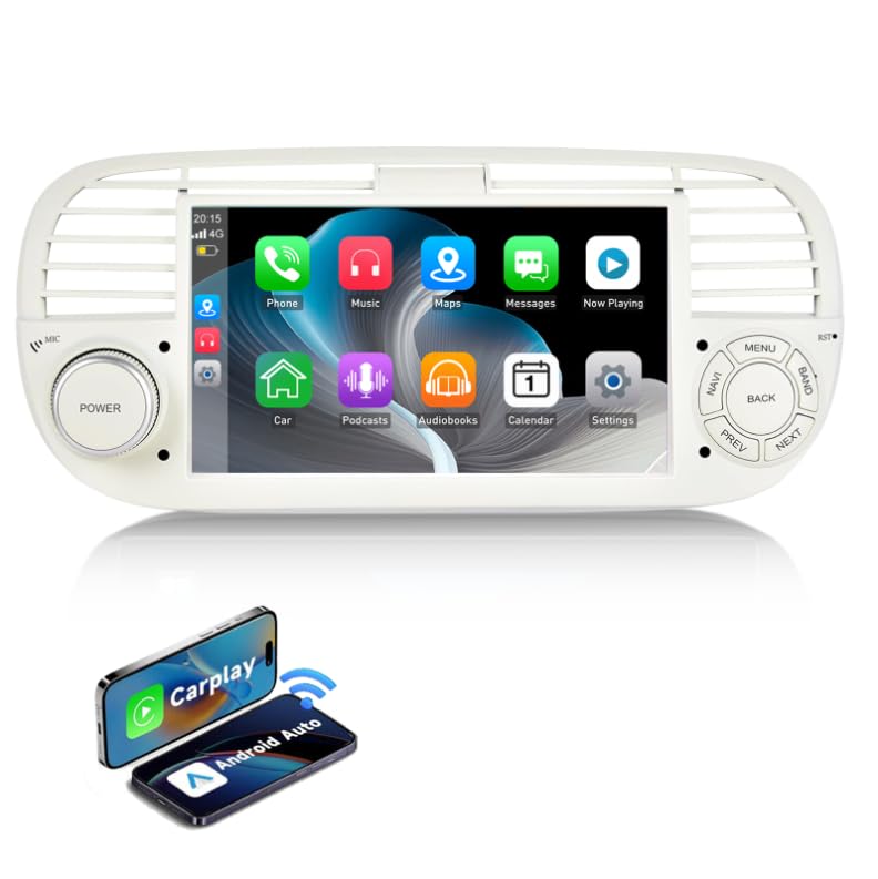ESSGOO 4+64G Car Stereo Wireless Autoradio Android 14 Carplay and Android Auto For FIAT 500