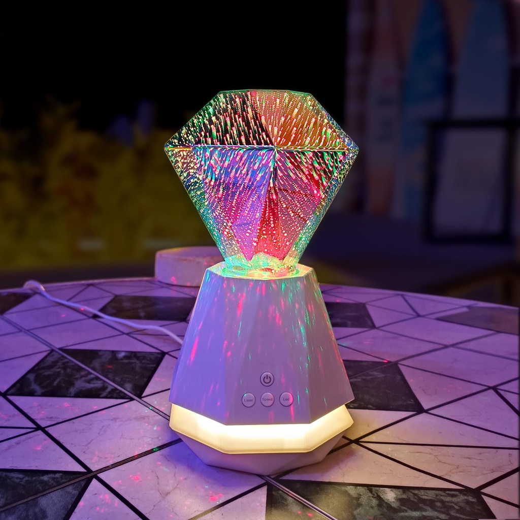 poeland Dazzle-Glow Diamond Light Bedside Lamp, Diamond Table Lamp with Bluetooth Speaker,