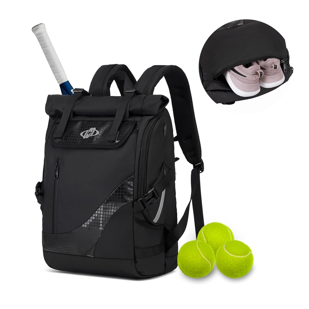 Tennis Bag for Women Men to Hold 2 Rackets, Tennis Backpack with Shoe Compartment, Pickleba