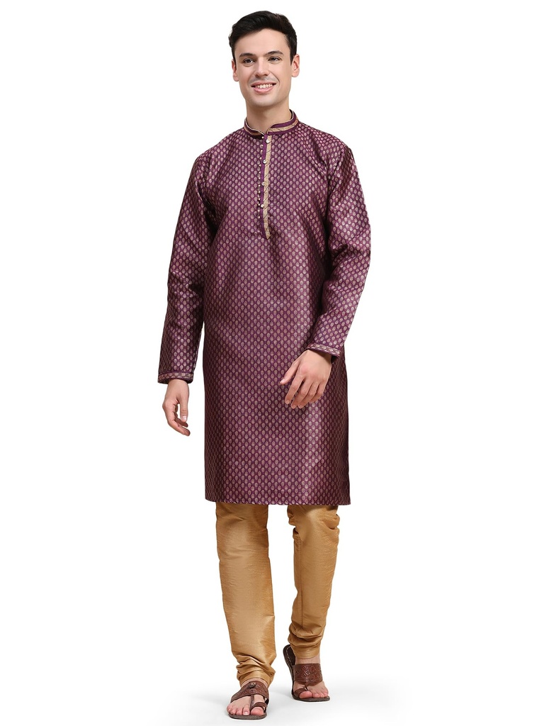 SKAVIJ MenÃ¢Â€Â™s Jacquard Silk Kurta Pajama Set | Festive Ethnic Wear for Men | Traditiona