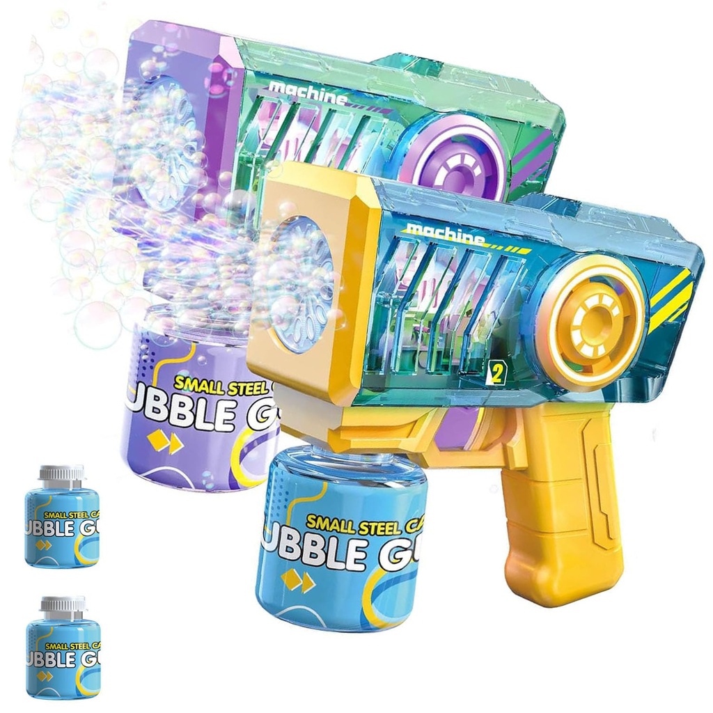 2 Pcs Automatic Bubble Gun, with 2 Bottles of Bubble Solution, Bubble Gun 5000+ Bubbles Per