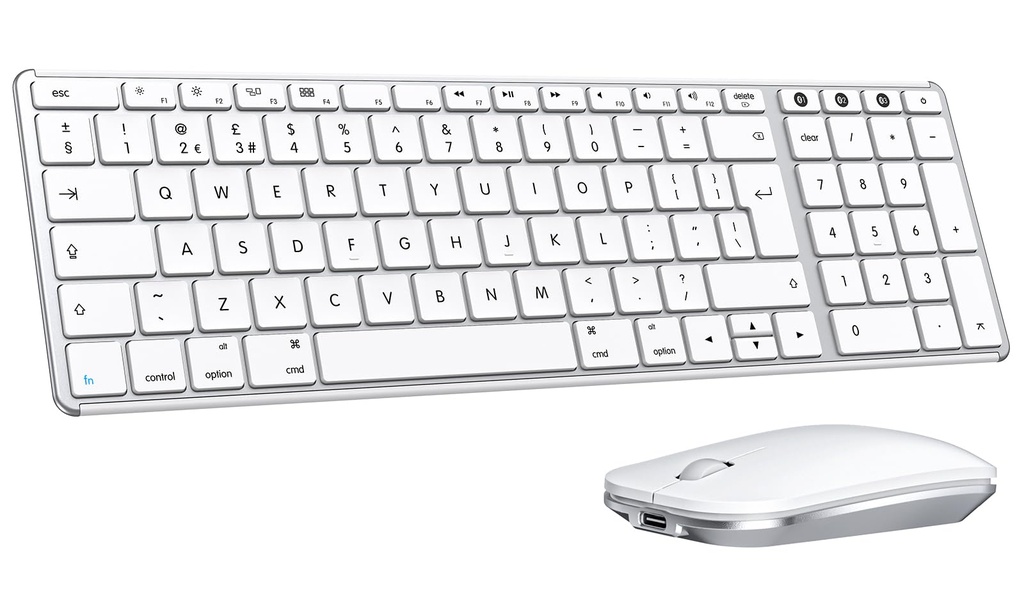 seenda Bluetooth Keyboard and Mouse for Mac, SKM64-2 Multi-Device Rechargeable Slim Keyboar
