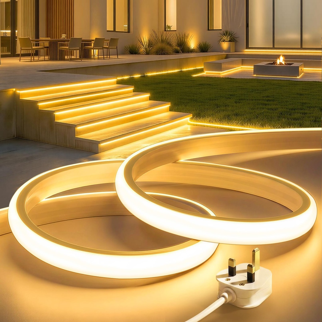 Lamomo COB LED Strip Light 20M, 3000K Warm White LED Rope Light, IP65 Waterproof Flexible S