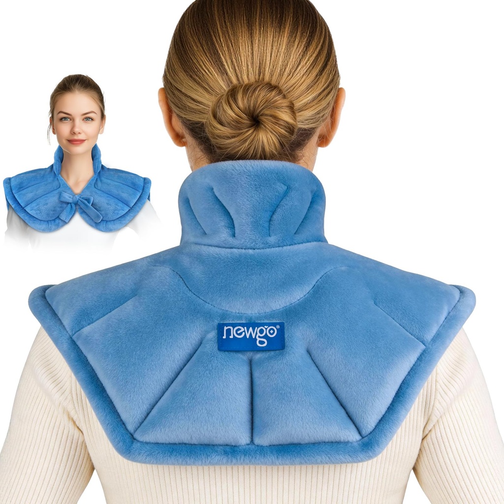 NEWGO Microwavable Heated Neck Wrap, Large Weighted Microwave Heating Pad for Neck and Shou