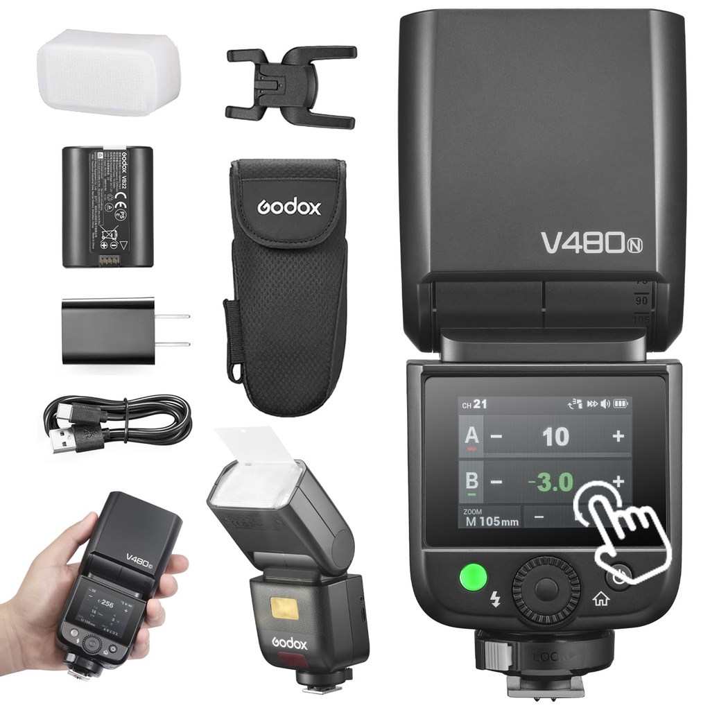 Godox V480 Flash V480N Camera Flash, Built-in Lithium Battery, 1/8000 HSS, 2.4GX Wireless 