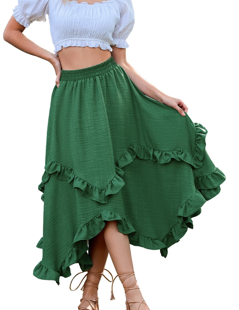 Bridesmay Renaissance Skirt for Women Summer Boho Skirt Asymmetrical Ruffle Skirts for Renn