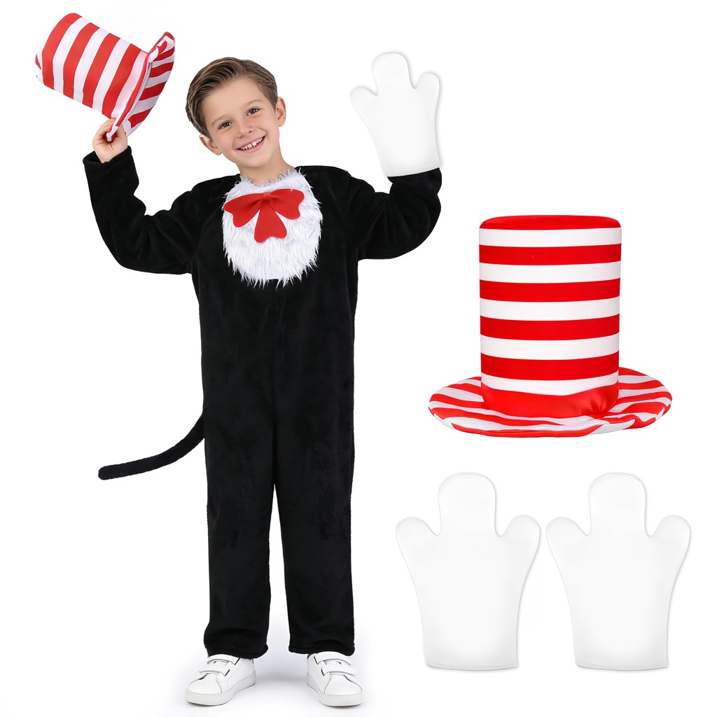 yumcute Children's Cat Wearing Hat Costume, World Book Day Cat Cosplay Costumes for Kids Gi