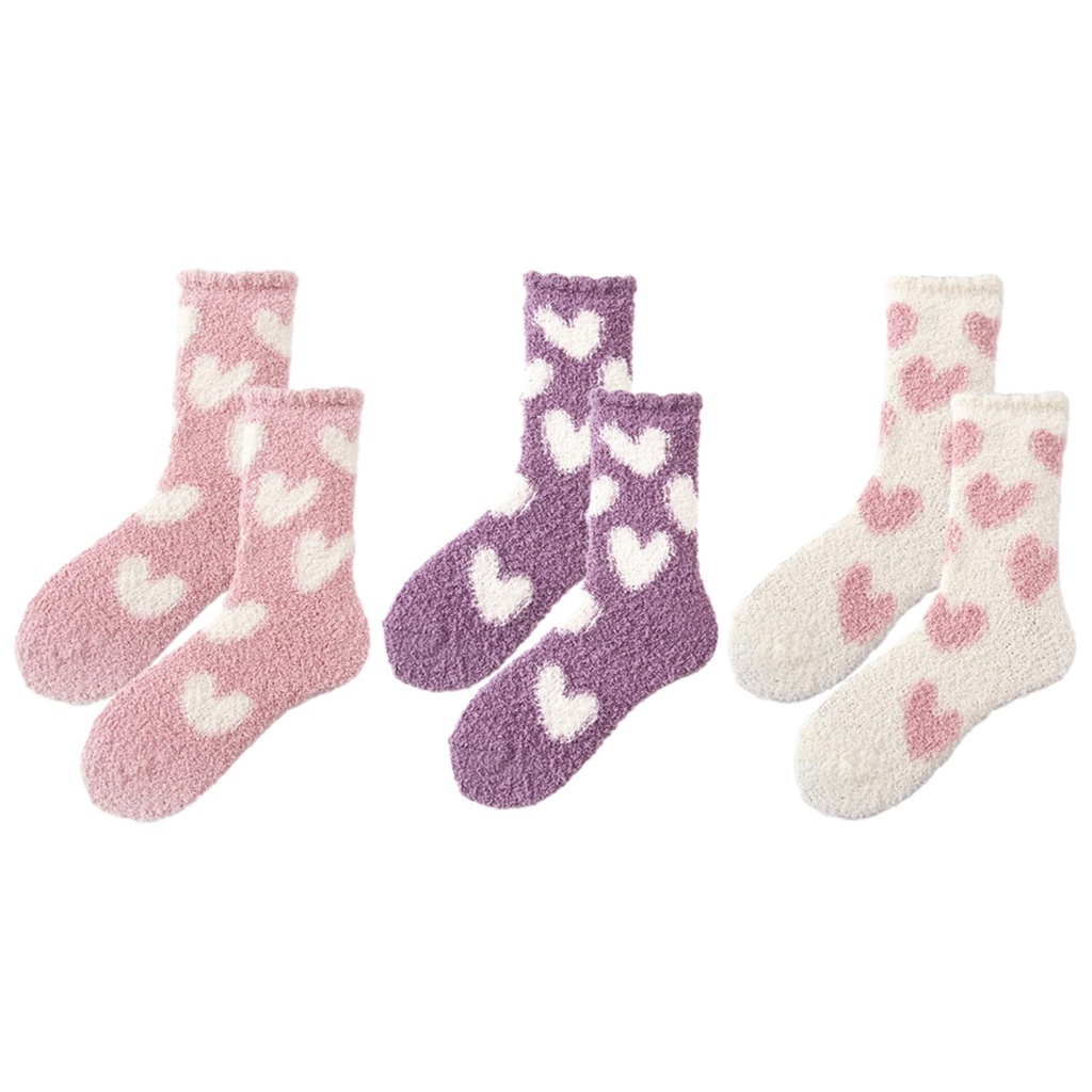 RANYAKE 3Pairs Fluffy Socks Womens,Thermal Bed Cosy Socks,Warm Cosy Bed Slipper Sock,Cute L