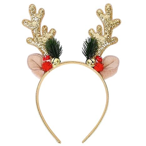 Christmas Headbands Glitter Christmas Elk Antlers Headband Cute Xmas Hair Bands Holiday Hea