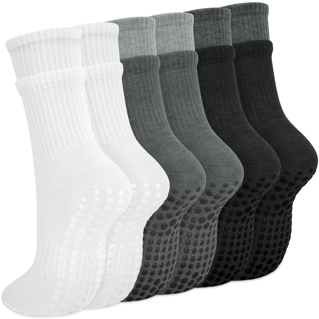 Aurmly 3 Pairs Ladies Pilates Yoga Socks Non-slip Grip Socks, Womens Slipper Socks Soft Tra