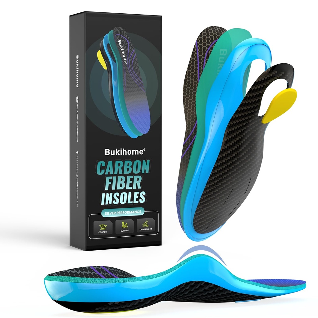 Bukihome Carbon Fiber Insoles -Ã¯Â¼Âˆ1 PairÃ¯Â¼Â‰ High Arch & Rigid Support - Extra Energy