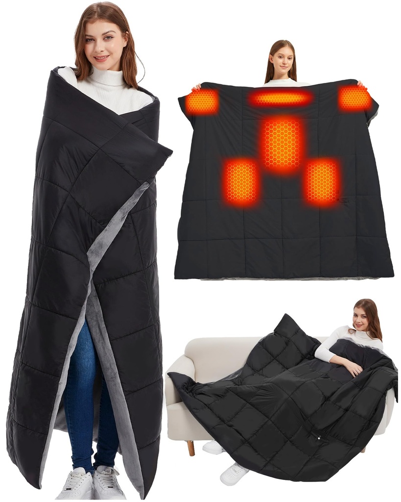 CYCYHEAT 20000mAh Large Heated Blanket Battery Powered with Upgraded 7.4V Battery Pack, 63x