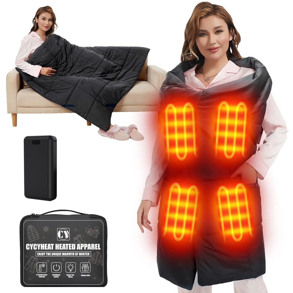 20000mAh Heated Blanket Battery Operated - 7.4V DC Portable Wireless Cordless USB Heating B