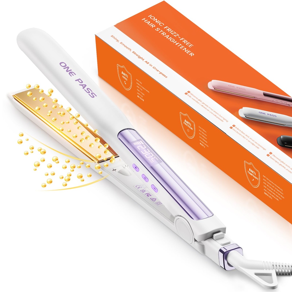 Faszin 2 in 1 Hair Straighteners for Women, Fast Heating Titanium Flat Iron with Negative I