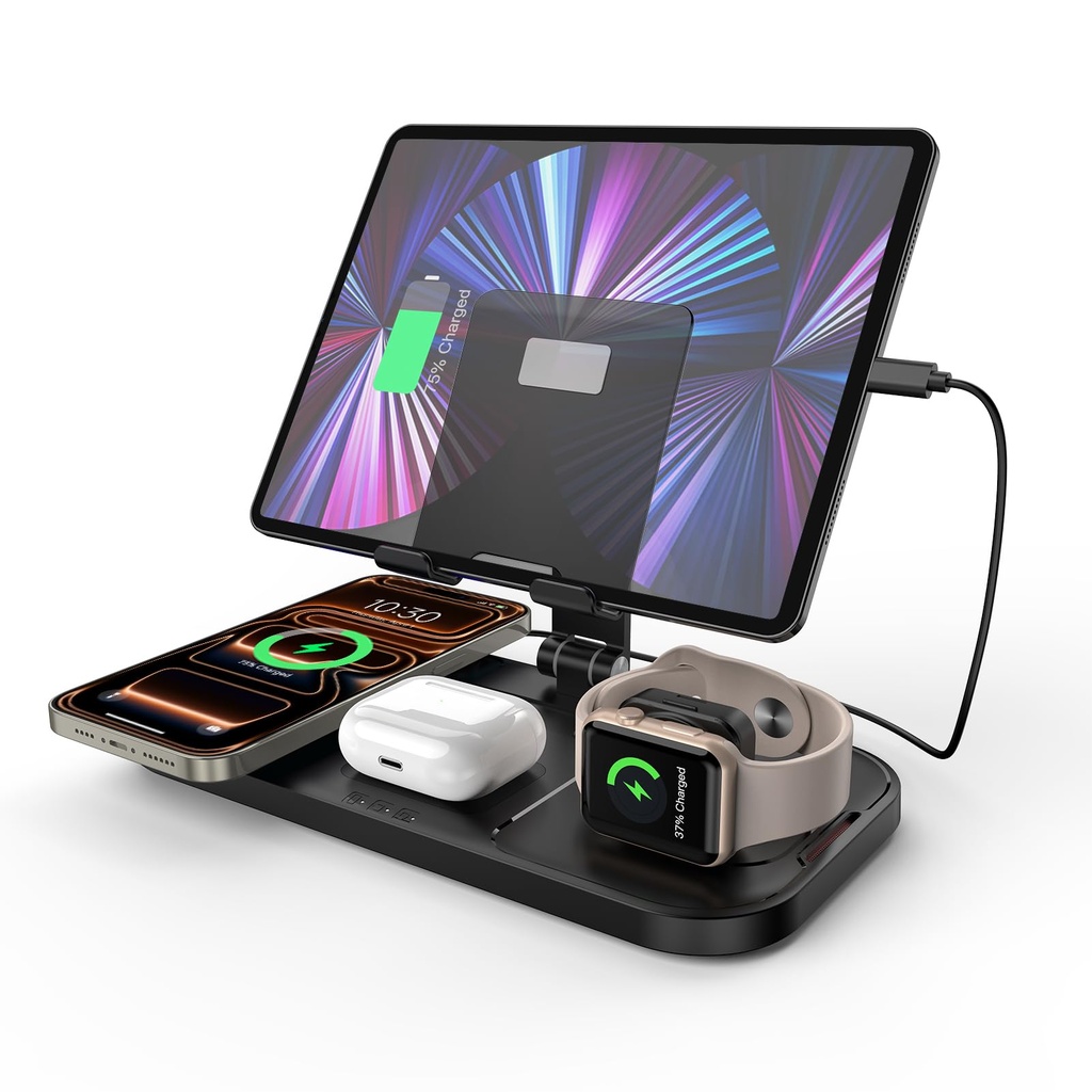 Wireless Charger for Apple, 4 in 1 Wireless Charging Station for iPhone 16/17/15/14/13/12/1