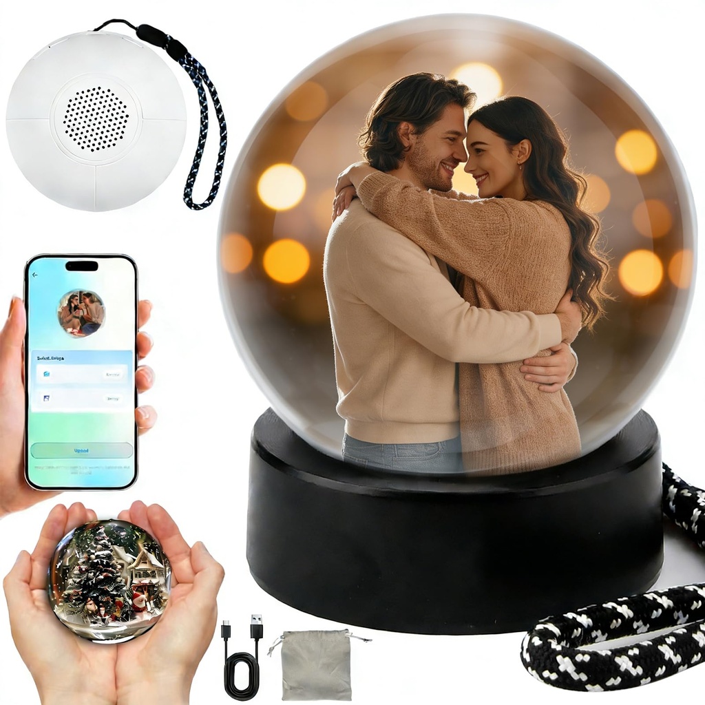 Crystal Ball Video Player, 3D Memory Orb Ball, Memory Sphere Lamp with Sound, Supports WiFi