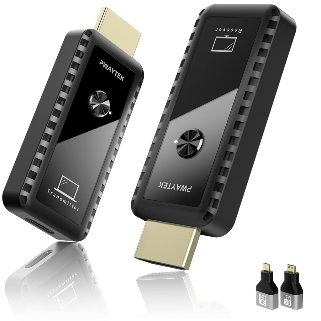 PWAYTEK Wireless HDMI Transmitter and Receiver 4K Decode, 1080P Output, 50M/164FT, 2.4G/5G