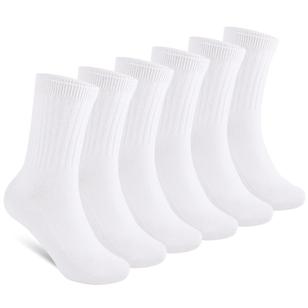 Auranso Boys Crew Socks 6 Pairs Kids Girls Cushion Athletic Ankle Socks 5-7 Years