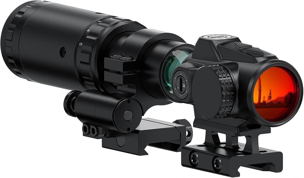 Feyachi Red Dot Sight and Magnifier Combo Ã¢Â€Â“ 1.5-5x Adjustable Magnification, 25mm V90 H