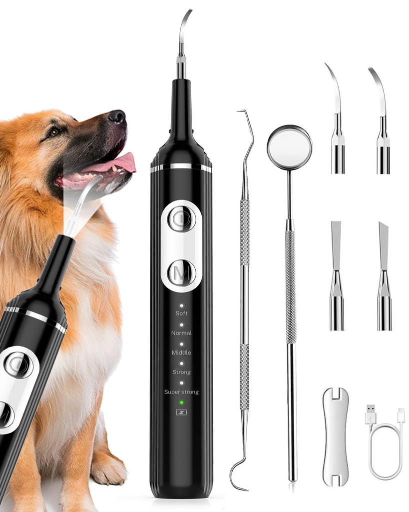 Dog Plaque Remover for Teeth, Wagner Stern Dog Teeth Cleaning Toothbrush with 5 Modes & LED