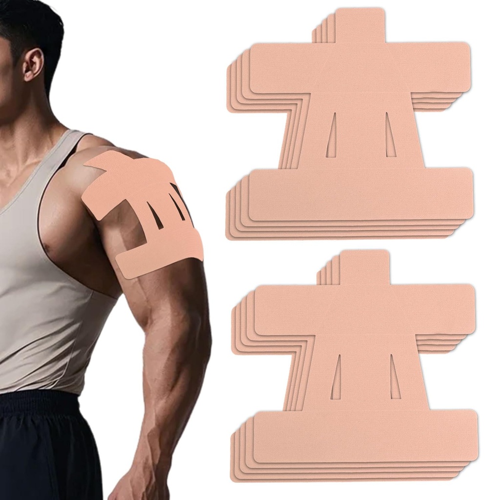 10pcs Kinesiology Tape for Shoulder, Waterproof Muscle Tape Precut Strips Breathable Elasti