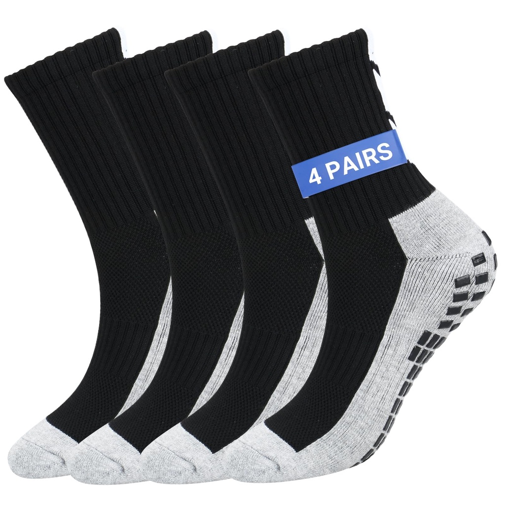 ytorgr 4 Pairs Grip Football Socks, Anti Slip Socks for Mens Women, Men's Running Socks Bas