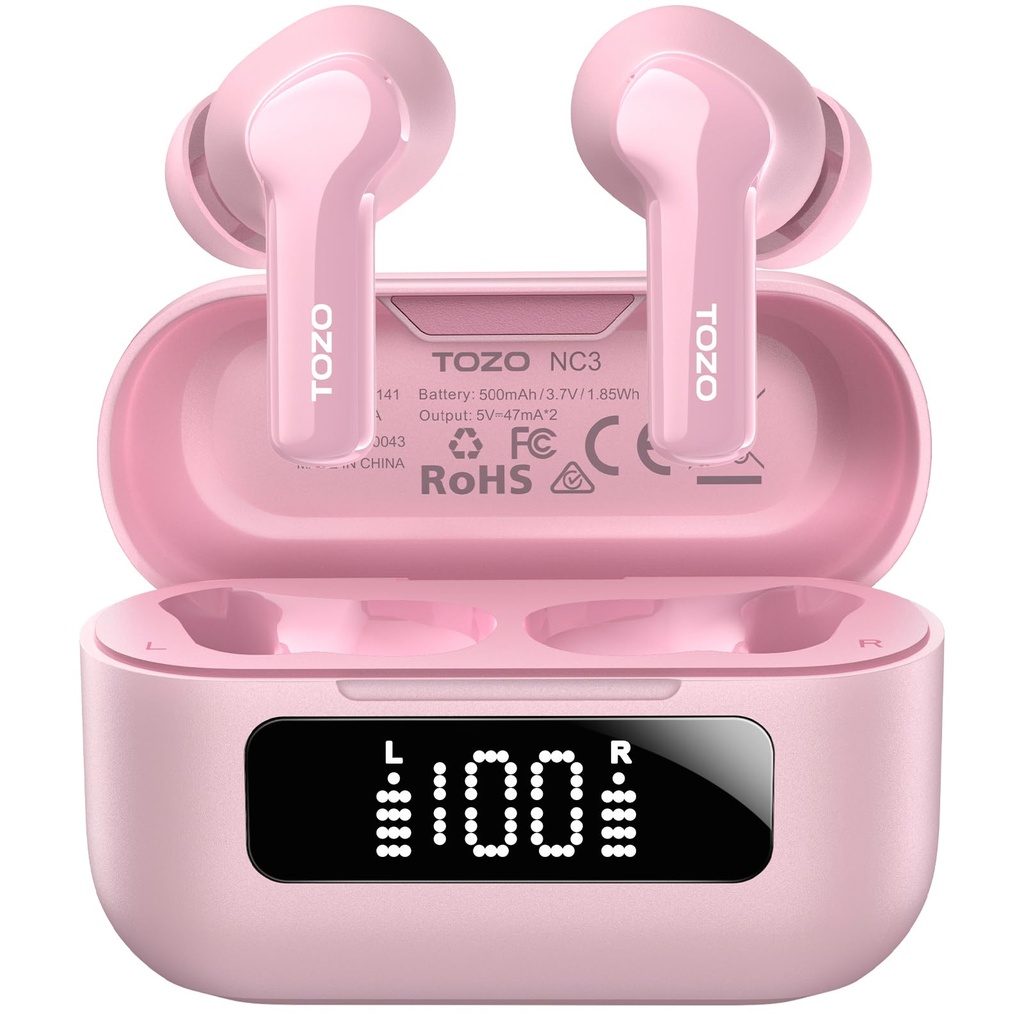 TOZO NC3 Hybrid Active Noise Cancelling Wireless Earbuds with 6 Mics AI Clear Call Ear Buds