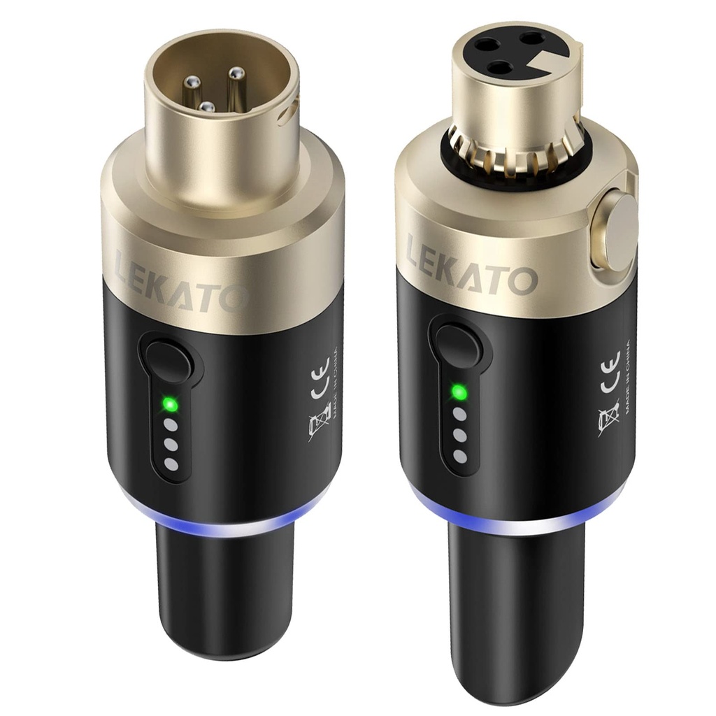 LEKATO 5.8GHz XLR Wireless Microphone Transmitter Receiver,XLR Microphone System Plug-on Re