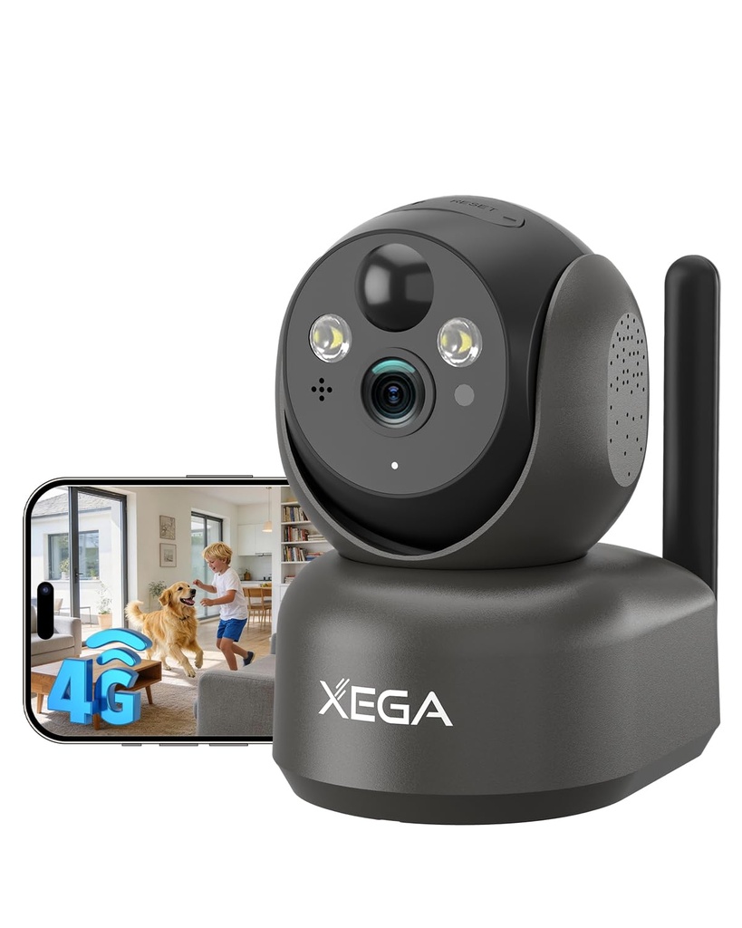 Xega 4G LTE Cellular Security Camera, No WiFi Battery Powered Wireless CCTV for Outdoor Ind
