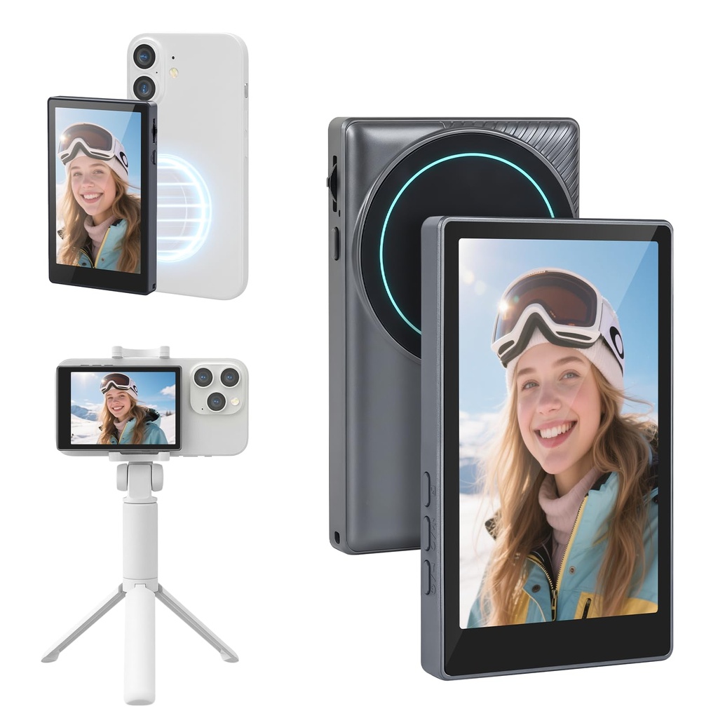 Olycism Selfie Monitor martphone Rear Camera Magnetic Vlog Screen for iPhone and Android fo