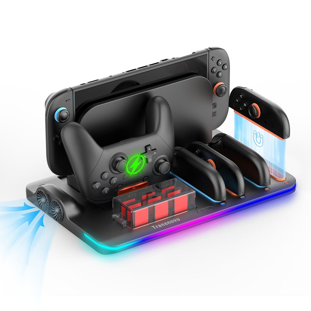 TRANSNOVO Switch 2 Charging Dock Compatible with Nintendo Switch 2 Joy Con & Pro Controller