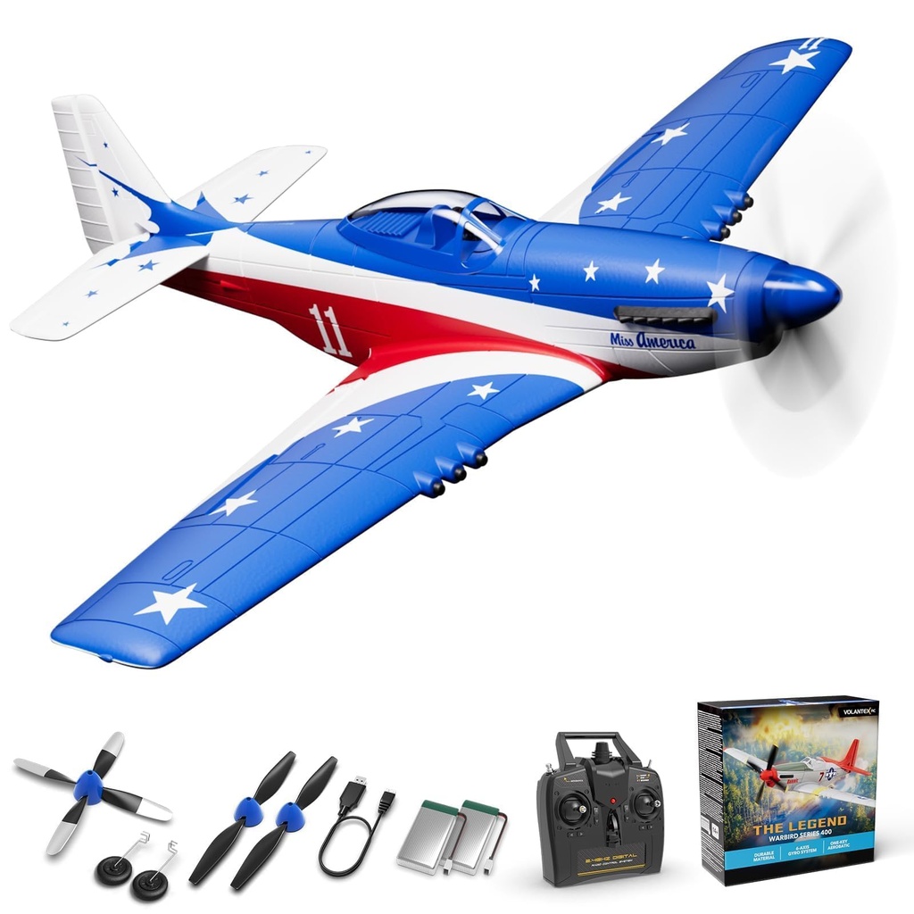 VOLANTEXRC RC Plane for Beginners 4-CH Remote Control Plane Ready to Fly P51 Mustang with X