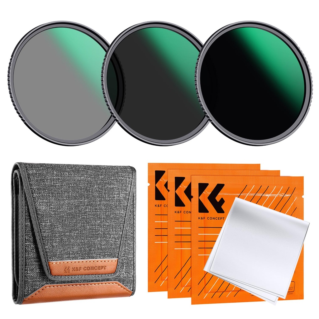 K&F CONCEPT 77mm ND8 ND64 ND1000 Lens Filter Kit - Optical Glass, High Definition, 