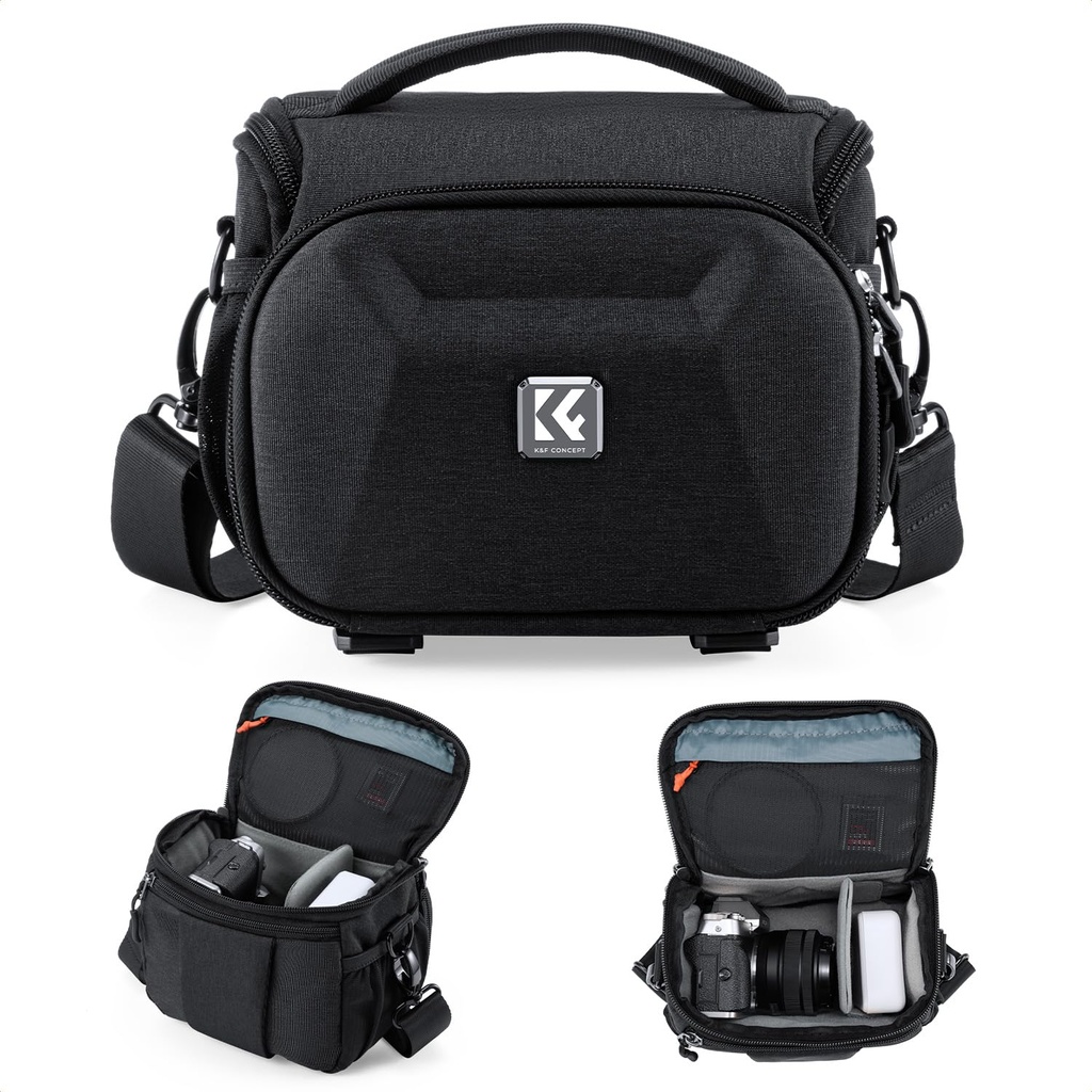 K&F CONCEPT Compact Camera Bag, Waterproof Crossbody Shoulder Bag for DSLR/SLR/Mirrorless C