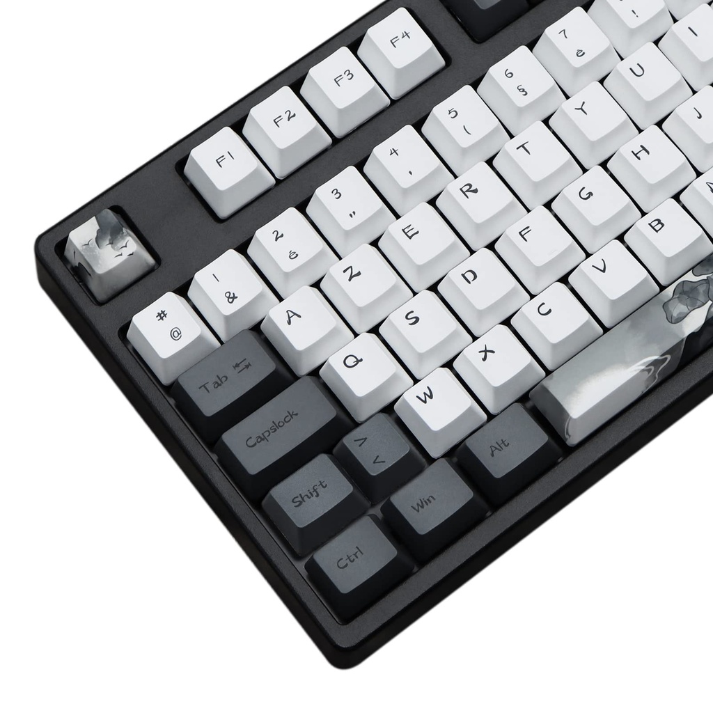 MOLGRIA Ink Lotus Keycaps, PBT OEM Profile Dye Sublimation 140 Set Custom Keycaps ANSI/ISO