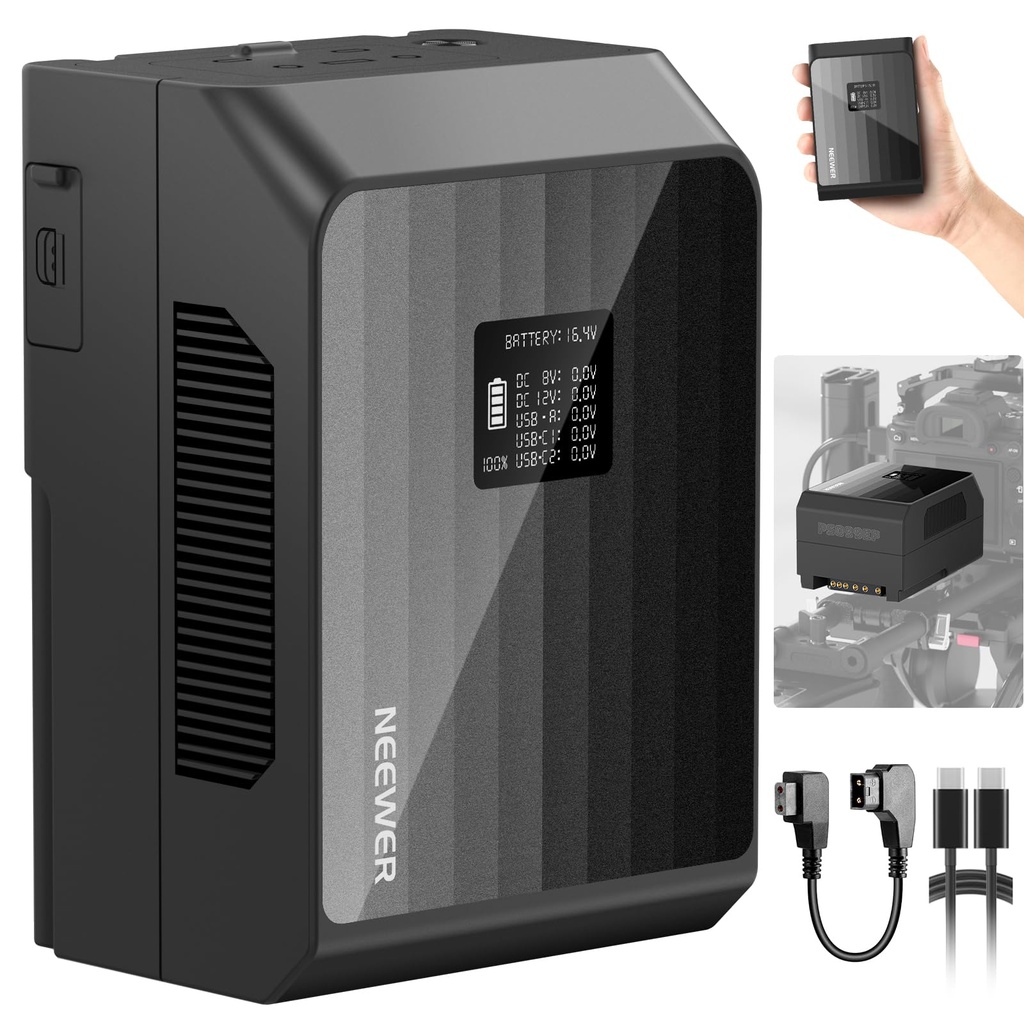 NEEWER Mini V Mount Battery PS099EP, 6800mAh 99Wh 14.5V V Lock Battery with 100W PD Fast Ch