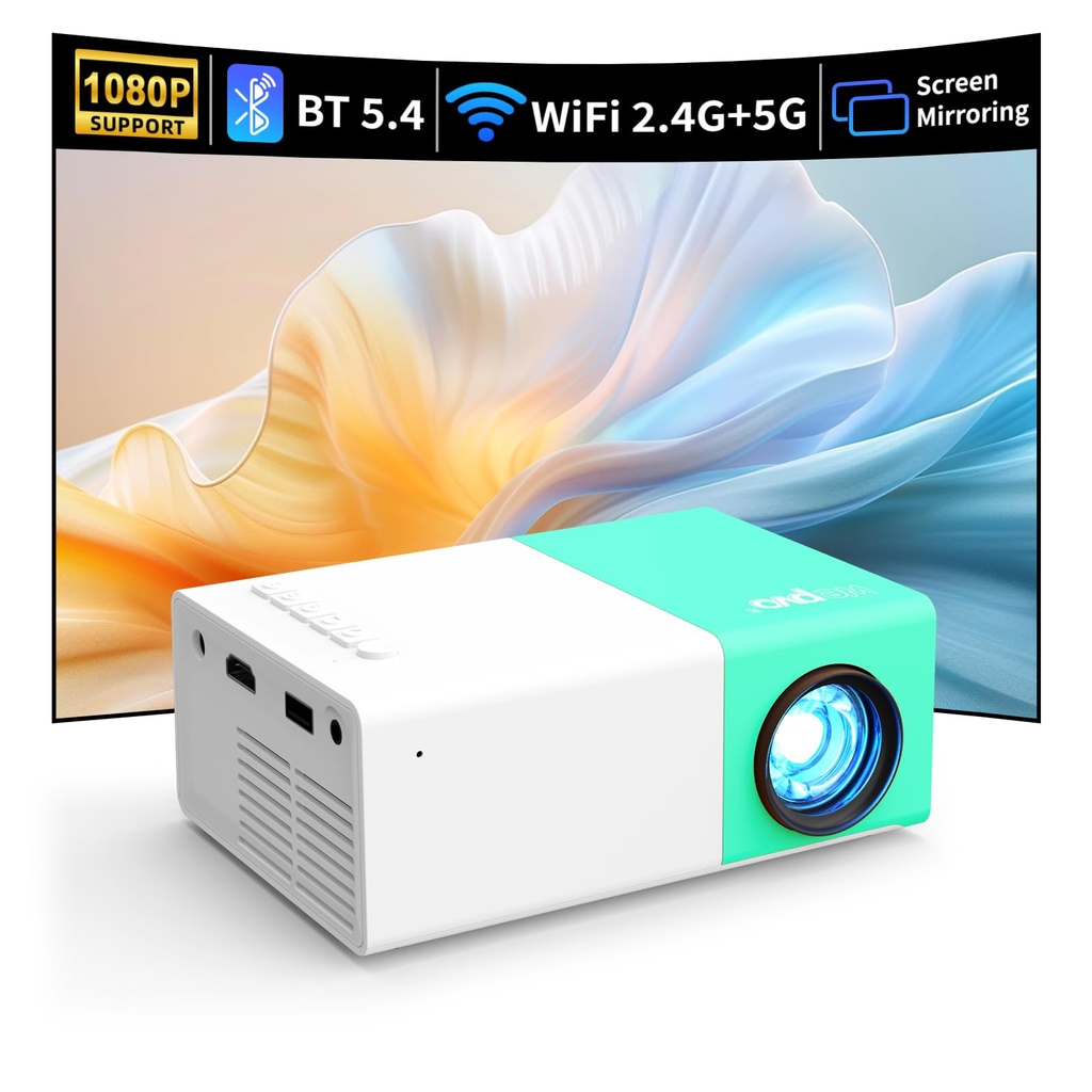 wepvo Projector WiFi Portable Movie Projector Outdoor, Phone or Tablet Can be Mirrored to t