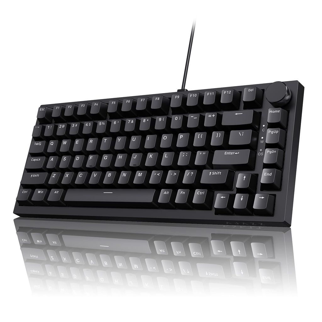 AJAZZ AK820 Wired Mechanical Keyboard, 75% QWERTY Layout 82-Key Hot-Swappable Gaming Keyboa