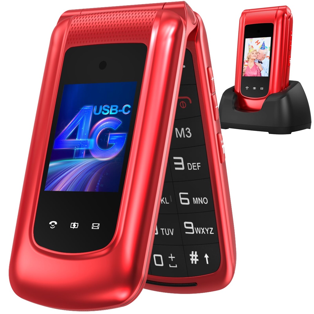 4G Senior Mobile Phone Simple for Elderly, Basic Cell Phone with Large Buttons, Flip Phone,