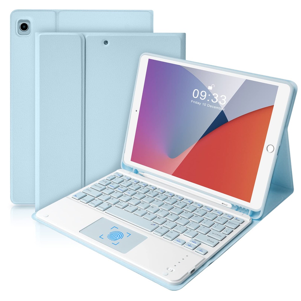 SOPPY Bluetooth Keyboard Case with Touchpad for iPad 9th Gen 2021, 8th Gen 2020, 7th Gen 10