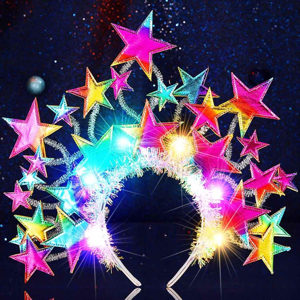 Reaky Light Up Star Headband Led Christmas Hairbands Xmas Headbands Hair Accessories for Wo