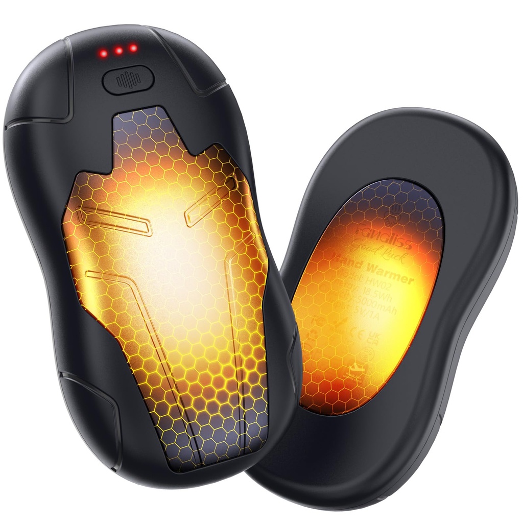 FANDLISS 10000mAh Rechargeable Hand Warmers 2 Pack, 2025 Latest Split Double-sided Heating